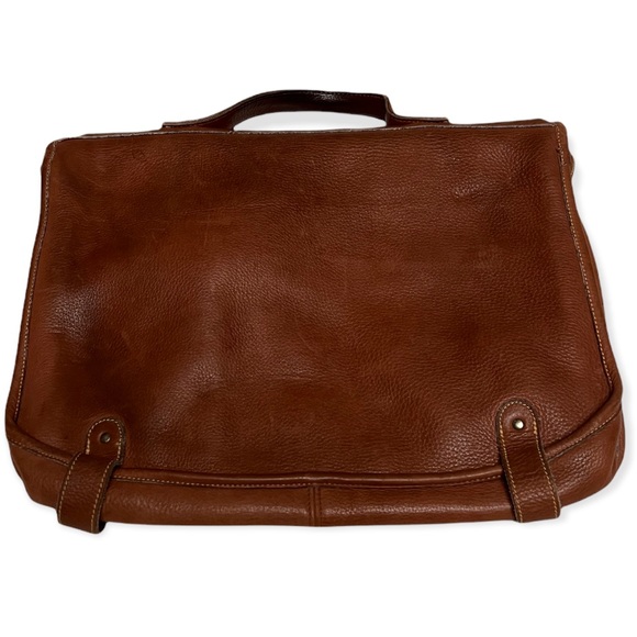 unisex brown genuine leather computer bag ROOTS - Picture 2 of 8